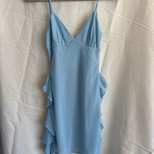 Princess Polly Dress, Side Ruffles, Open Back, Baby Blue, Size 2, New with Tags